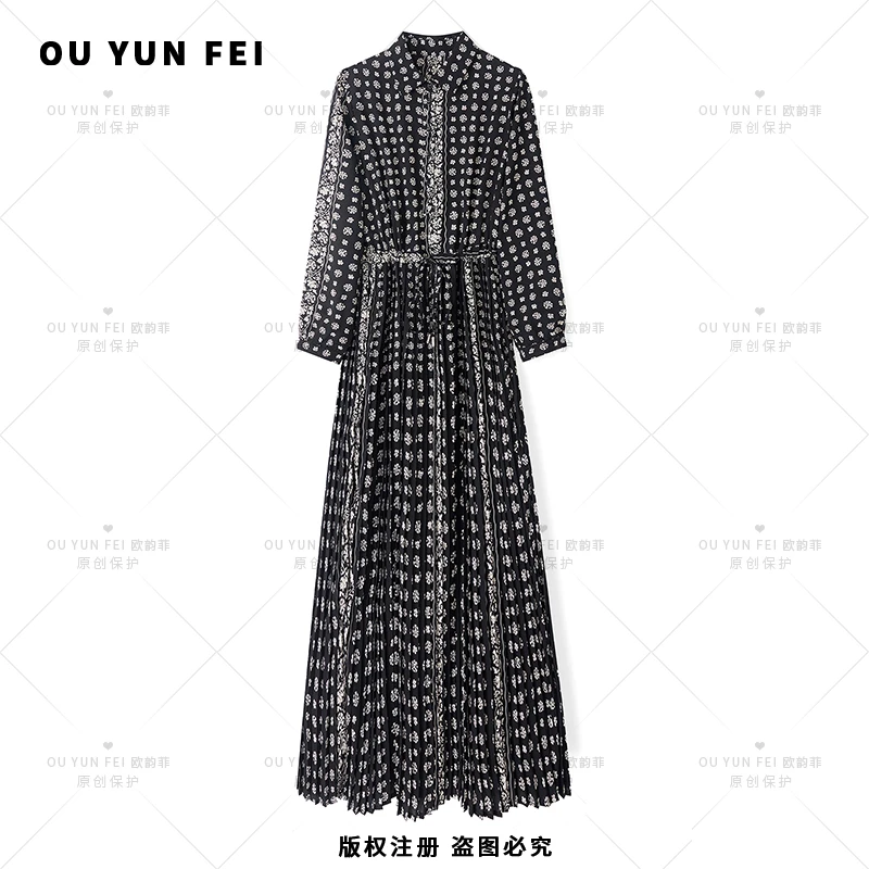 【黑天鹅】新款法式休闲显瘦显高轻奢收腰优雅连衣裙F1585