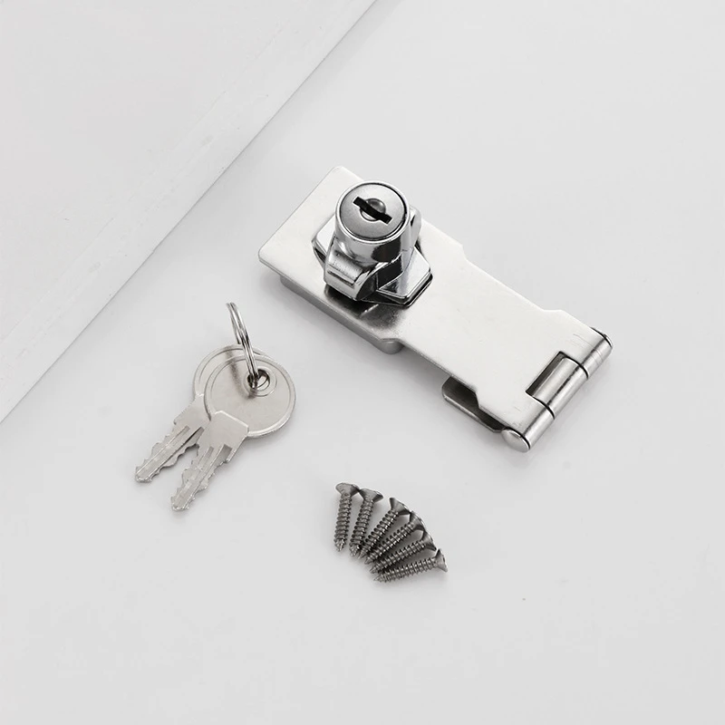 带钥匙锁牌不锈钢防盗锁扣搭扣加厚老式带锁插销高档门锁锁具小锁