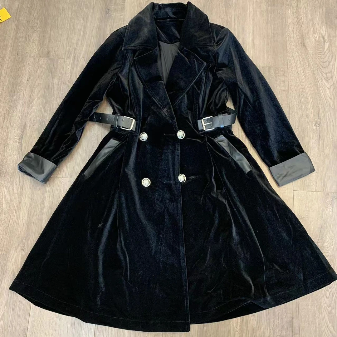 （现货）2025新款腰夹子丝绒风衣1750（单）