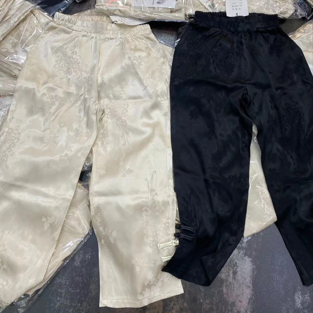 （现货）2025新款醋酸暗花盘扣直筒裤5700