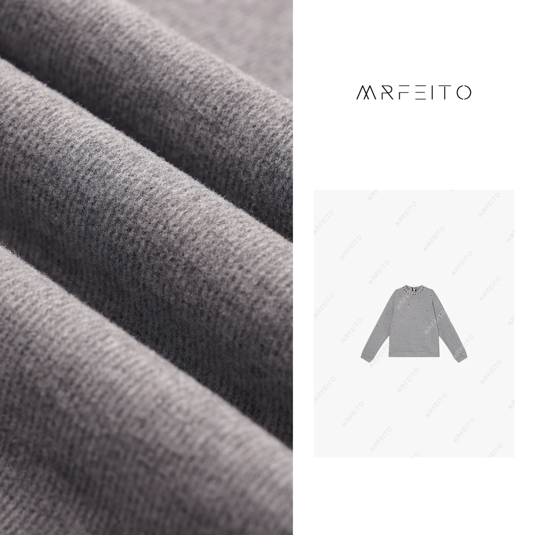 【璀璨之眼】MRFEITO高级感别致圆领重工钉珠长袖卫衣H16WY01Q28497