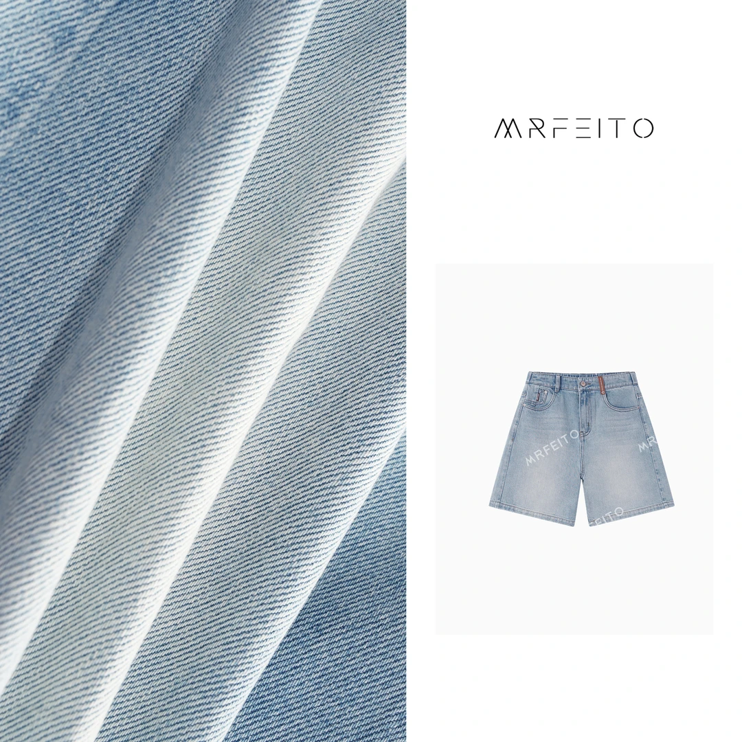 MRFEITO“消胯神器”撞色耳仔水洗中裤牛仔女短裤H19DK01C24832