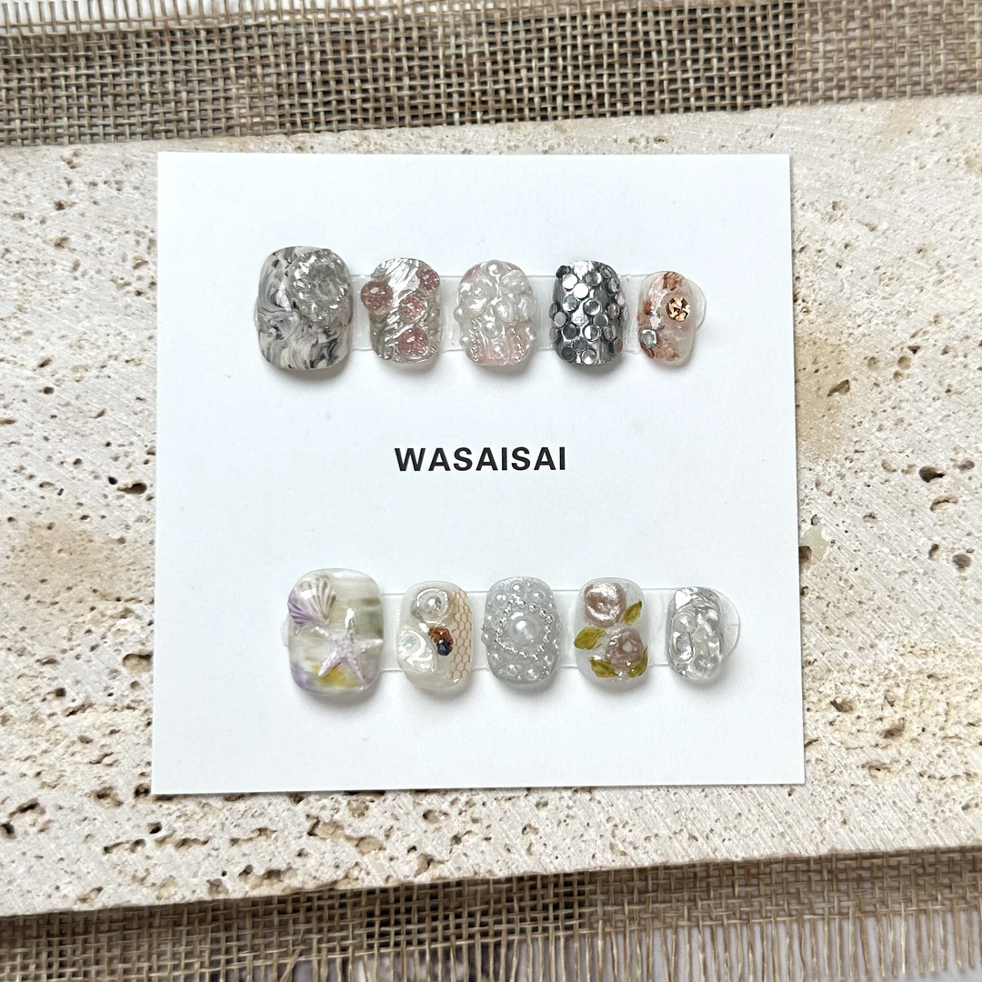 【贝壳】孤品 哇噻噻轻奢纯手工美甲高级气质定制穿戴甲显白