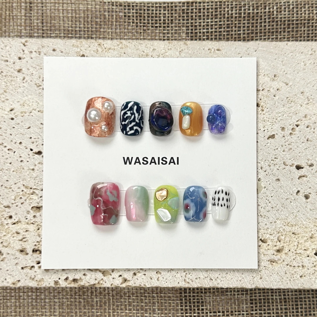 【趣味多色】孤品 哇噻噻轻奢纯手工美甲高级气质定制穿戴甲显白