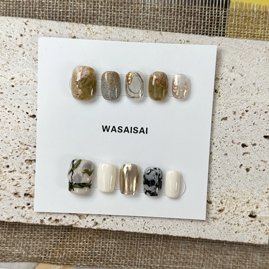 【鎏金】现货 哇噻噻轻奢纯手工美甲高级气质定制穿戴甲显白