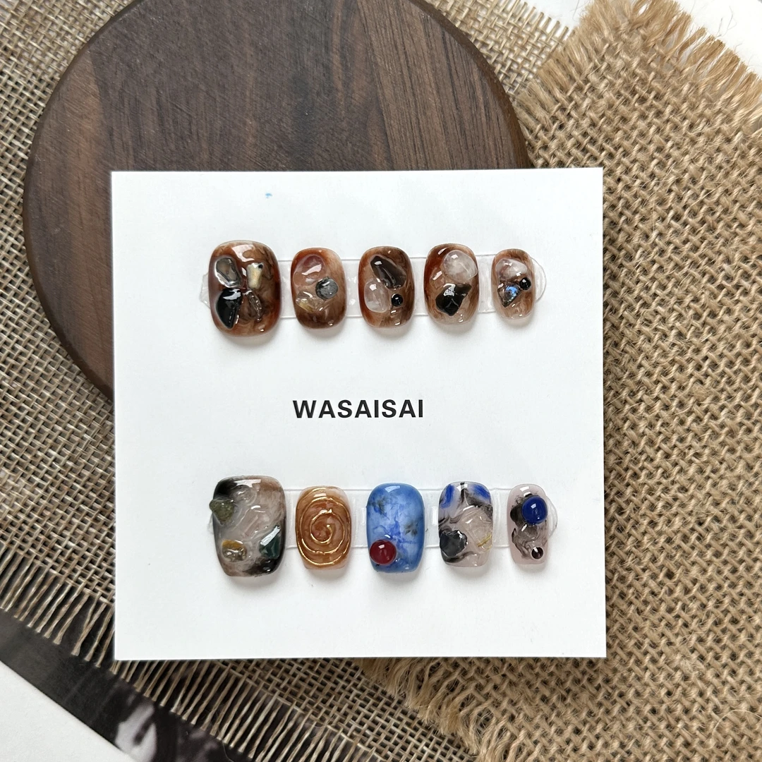 【石瓦】哇噻噻轻奢纯手工美甲高级气质定制穿戴甲显白