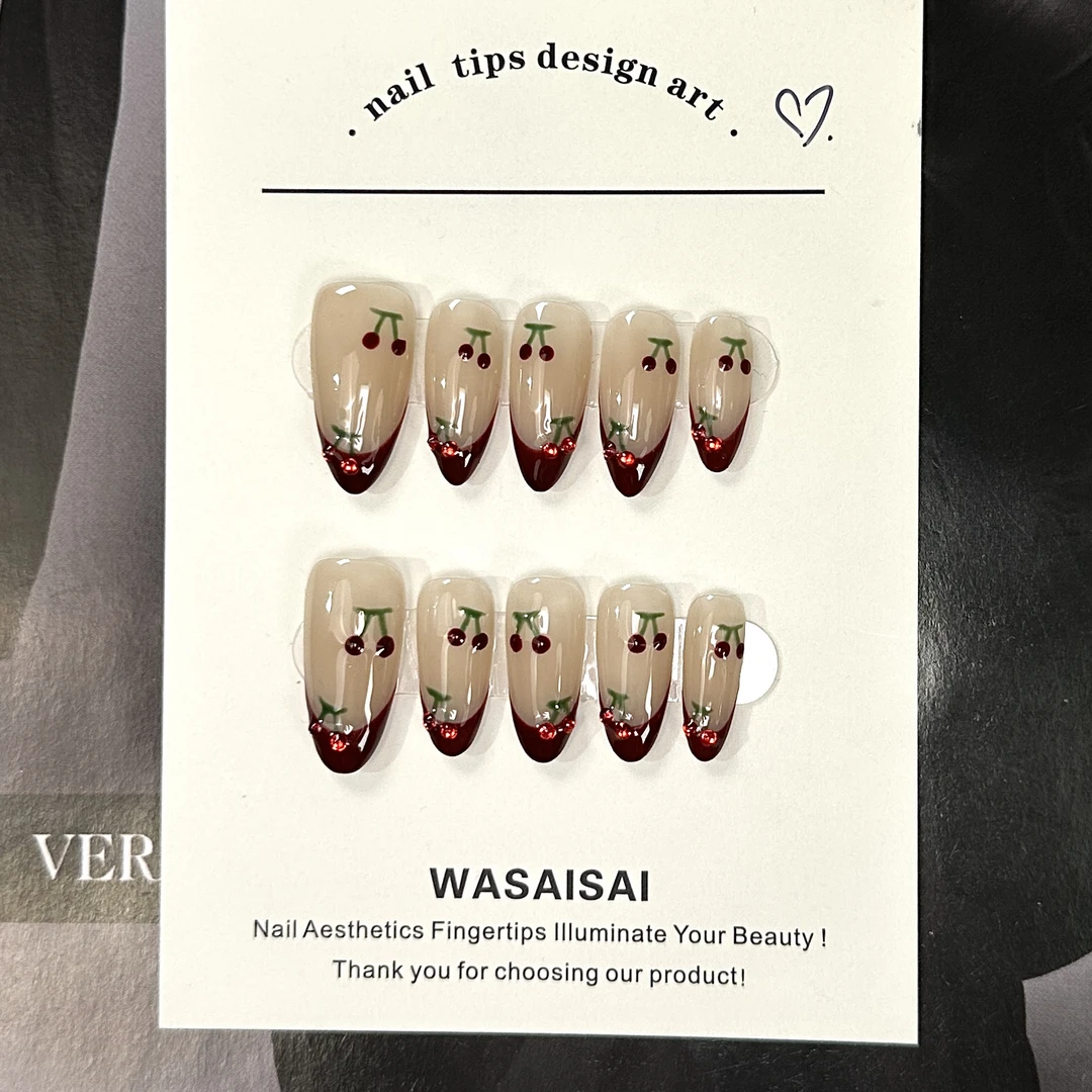 【樱桃】孤品 哇噻噻轻奢纯手工美甲高级气质定制穿戴甲显白