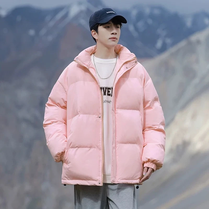 捡漏专柜大牌男装2024秋冬季宽松面包服加绒加厚立领棉服外套