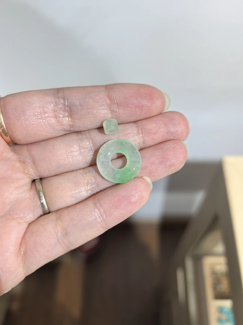 天然缅料A货翡翠冰透甜甜圈高冰飘花