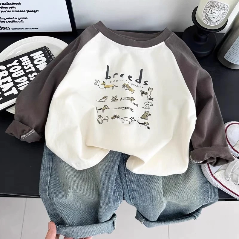 2024男童长袖t恤春秋装儿童秋衣宝宝大都是童装衣服中小童上衣潮