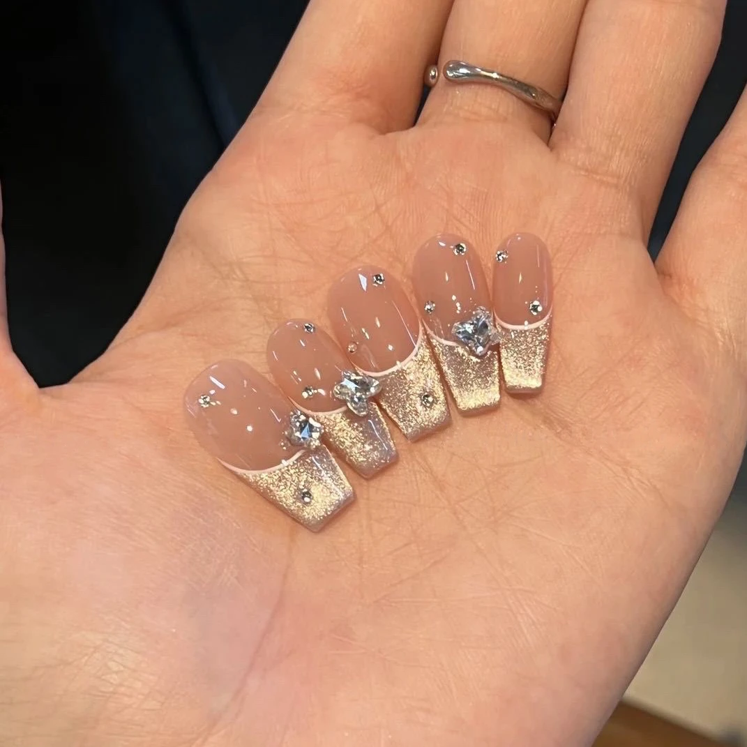 【汽水甜莓】纯手工穿戴甲美甲贴夏日超闪美少女穿戴式甲片指甲贴片