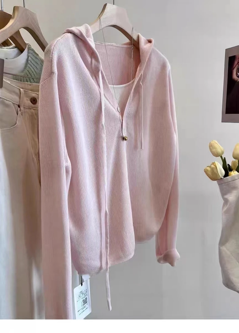 茉莉服饰时尚针织爆款舒适薄款宽松纯色百搭休闲纯欲慵懒风女装