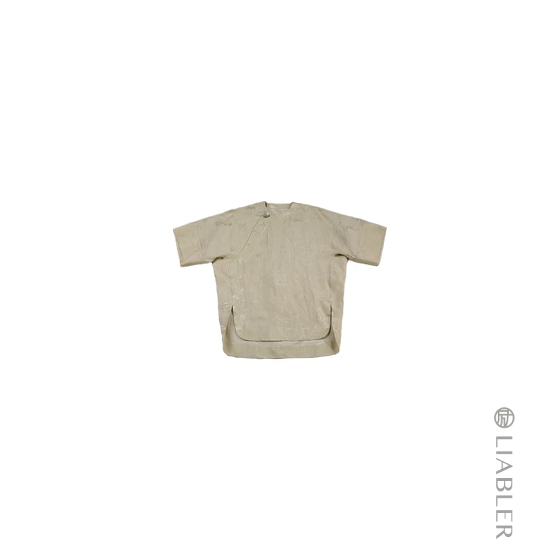 LIABLER/励【春雨细】2024春夏新中式圆领斜襟宽松上衣 LSS24527J