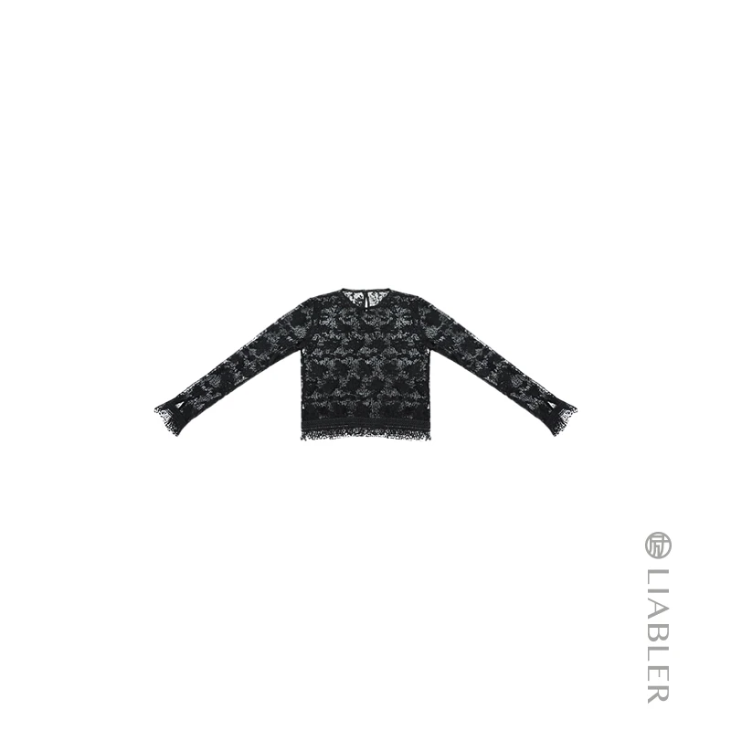 LIABLER/励【千梦吟】2024早春复古镂空蕾丝长袖上衣 LSS24932J