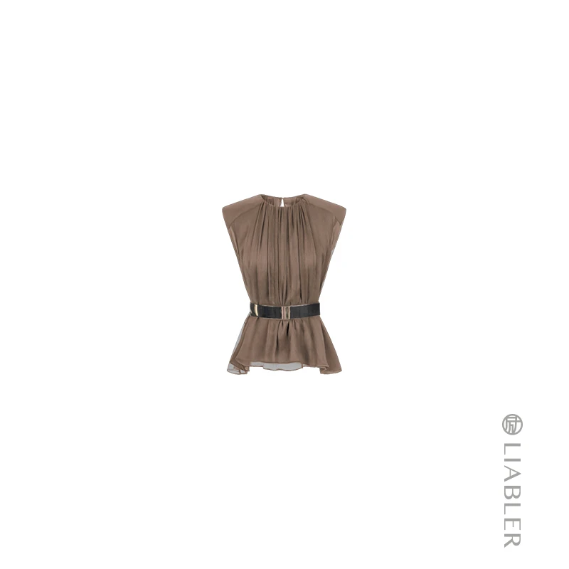 LIABLER/励【端月】25春夏蚕丝质感收腰无袖上衣 LSS24170J