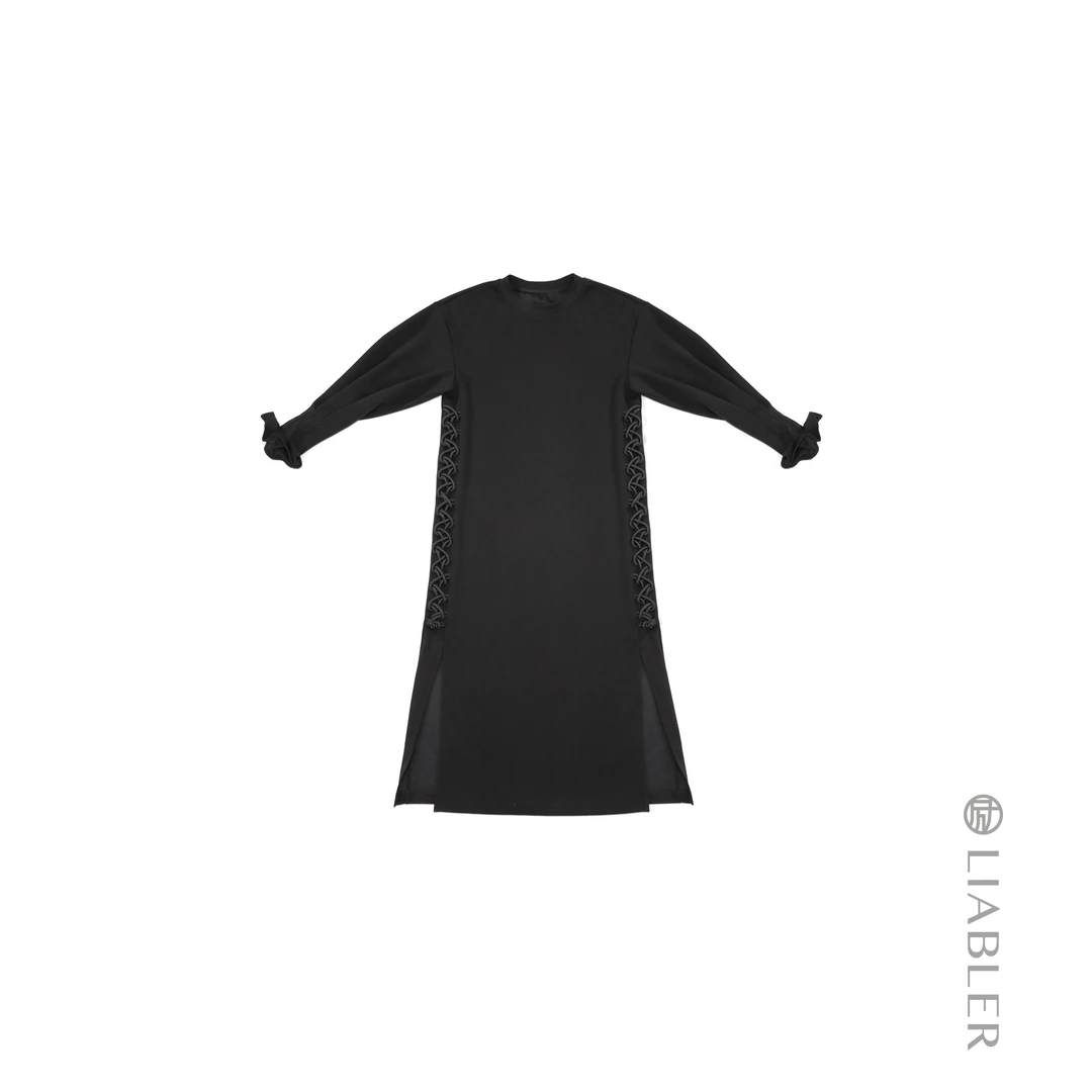 LIABLER/励【江晚清风】2024秋冬侧环盘扣直筒连衣裙 LAW24365D