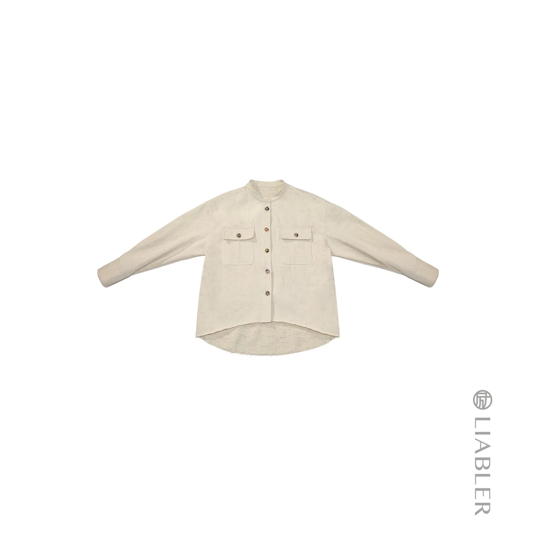 LIABLER/励【昭昭星语】2025春夏彩点花纱须边牛仔上衣 LAW241314J