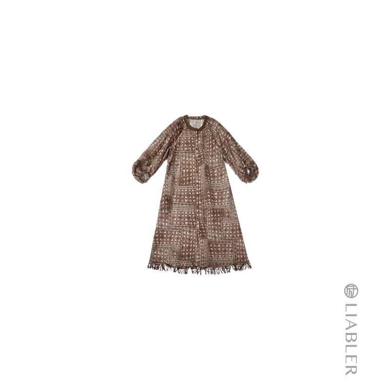 LIABLER/励【苗疆锦绣】2024秋冬丝质民族风长款连衣裙 LSS24687D