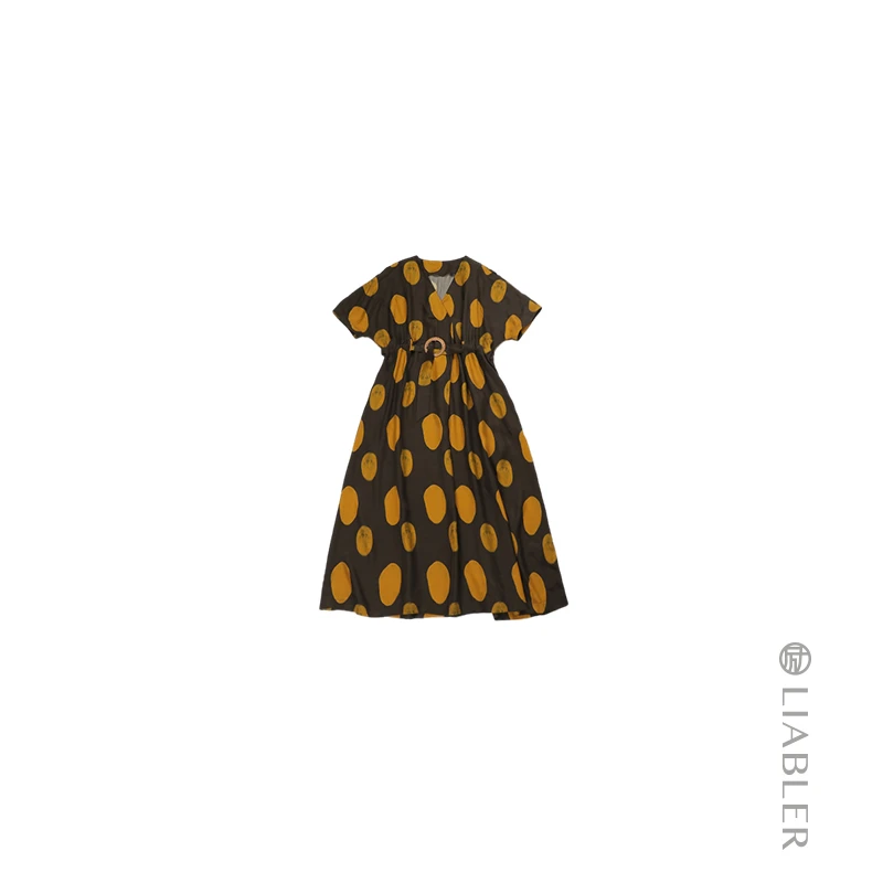 LIABLER/励 【满亭胧月】2024早春复古波点印花连衣裙 LSS24371D