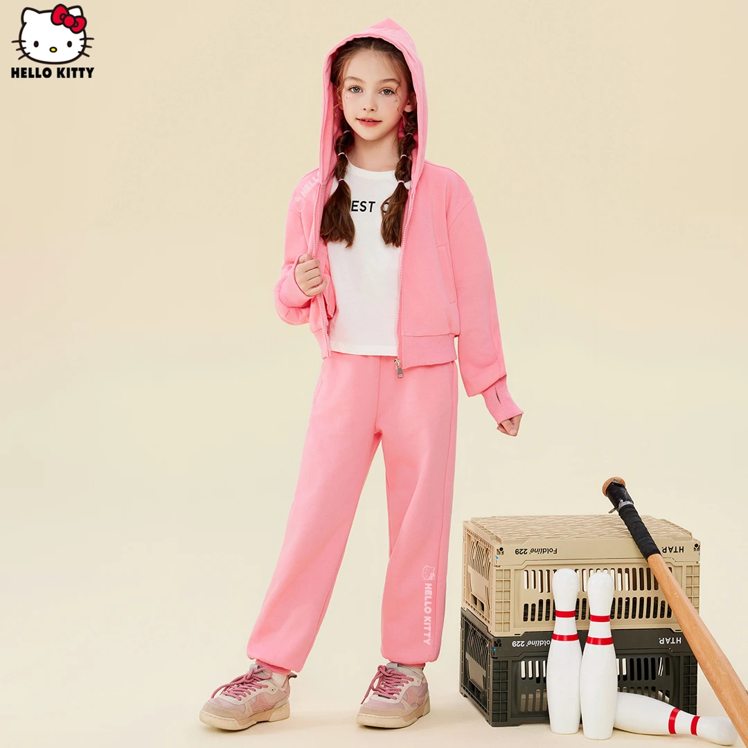 HELLO KITTY/凯蒂猫儿童春秋新款女童套装中大童运动休闲两件套潮