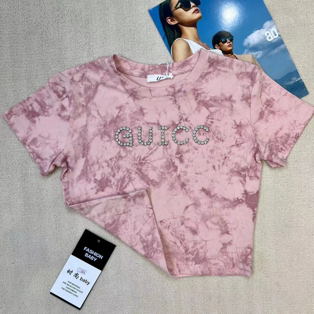 美式正肩短袖T恤女夏2025新款百搭显瘦设计感钉钻上衣