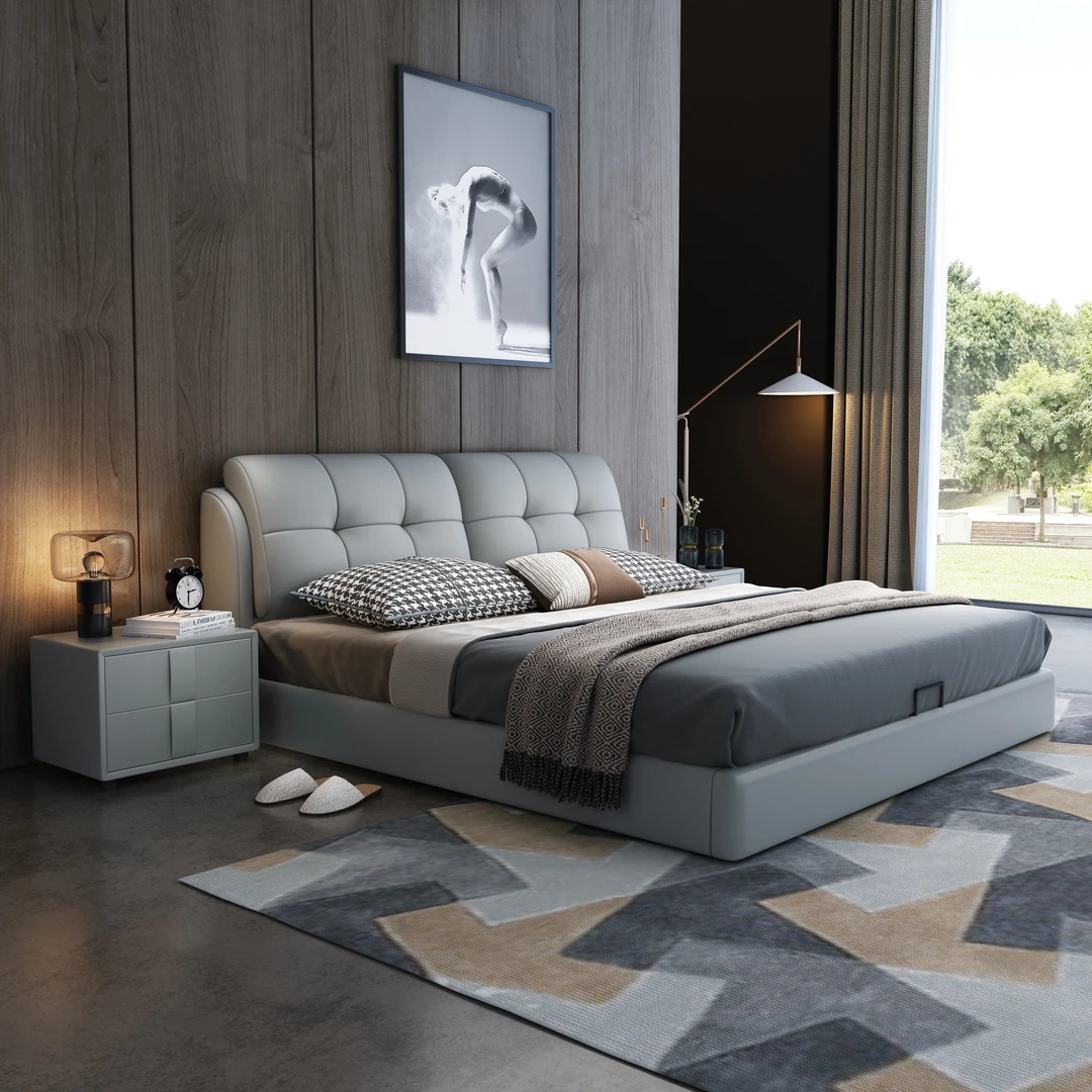 MP666-3#意式轻奢简约婚床皮艺床现代网红皮床主卧大床软靠双人床