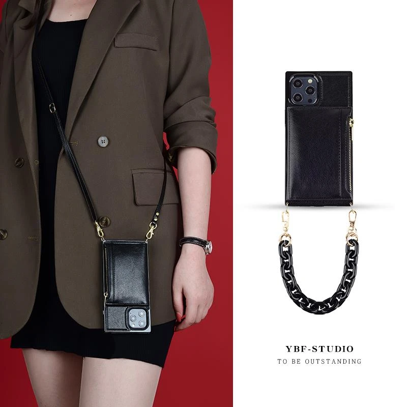 新款苹果16手机壳16promax斜跨钱包款15手机壳奢华iphone12女潮牌