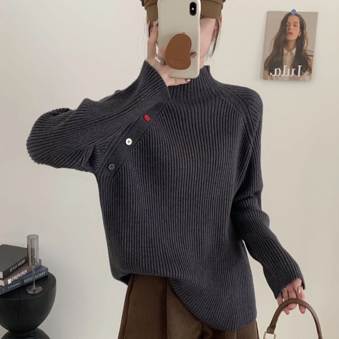 【实体店品质】孕妇装秋冬新款带彩扣设计针织加厚毛衣