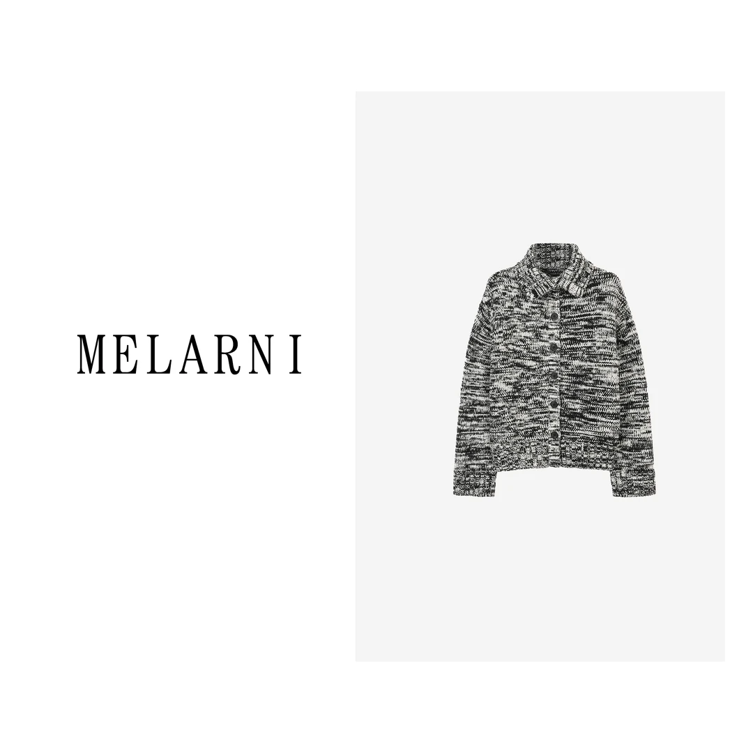 【MELARNI】软糯舒适纽扣翻领毛衣MLN10773