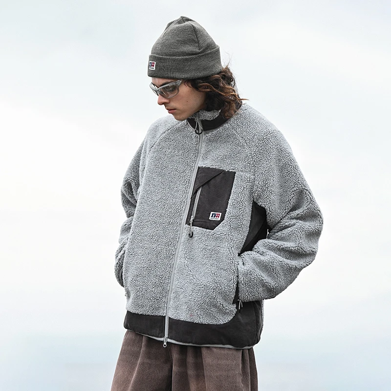 NOTHOMME山系户外秋冬男友感穿搭拼色羊羔绒摇粒绒立领夹克外套男