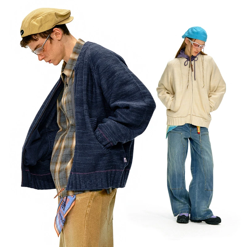 NOTHOMME 复古山系棒球领拉链开衫