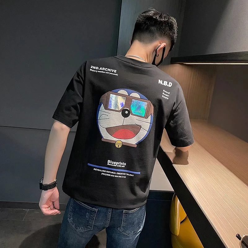 网红短袖t恤男夏季衣服男装2024新款潮牌潮流百搭ins超火半袖体恤
