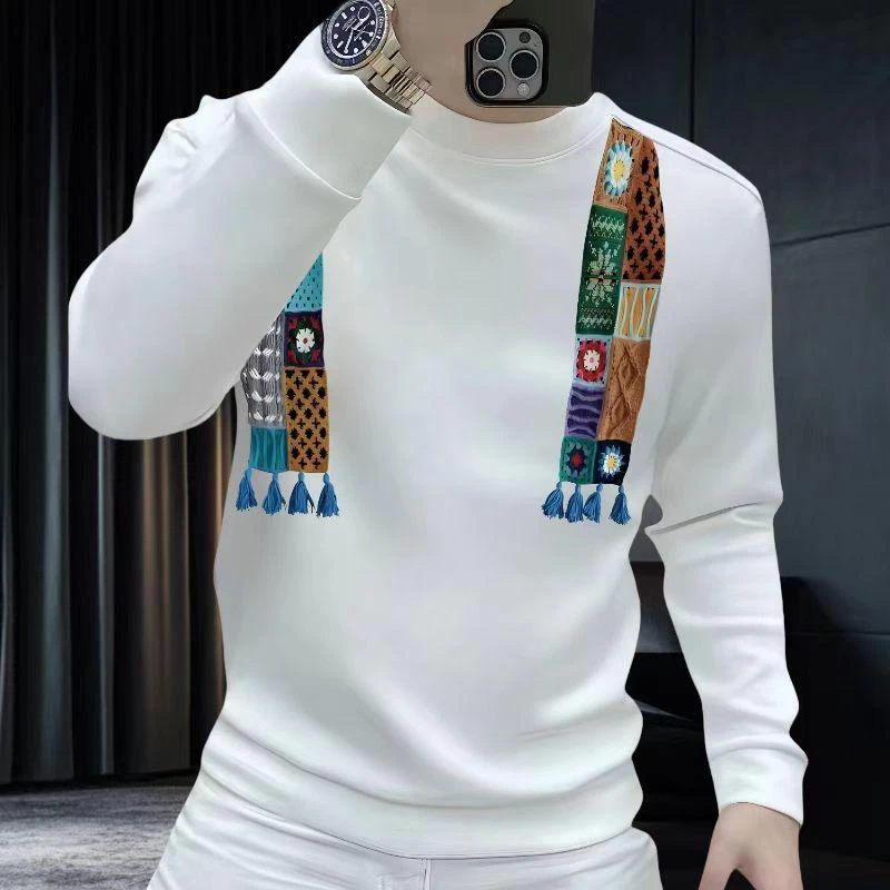 个性潮流圆领卫衣痞帅休闲秋冬季新款高级感潮牌印花时尚男士长袖