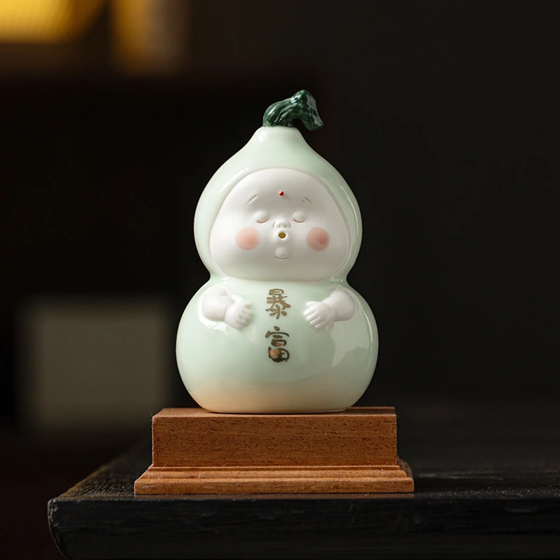 炼器创意治愈系葫芦小摆件陶瓷可爱家居手工桌面工艺品摆设装饰品
