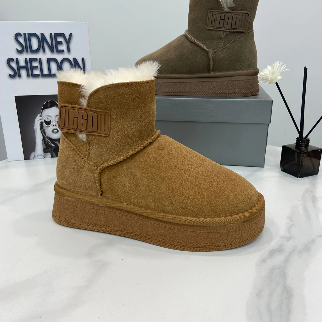 厚底雪地靴女2024冬季新款皮毛一体