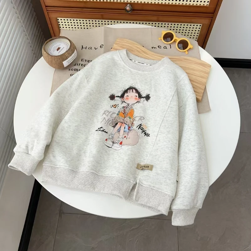 女童中大童儿童春季新款韩版卡通小女孩套头圆领休闲潮流时尚卫衣