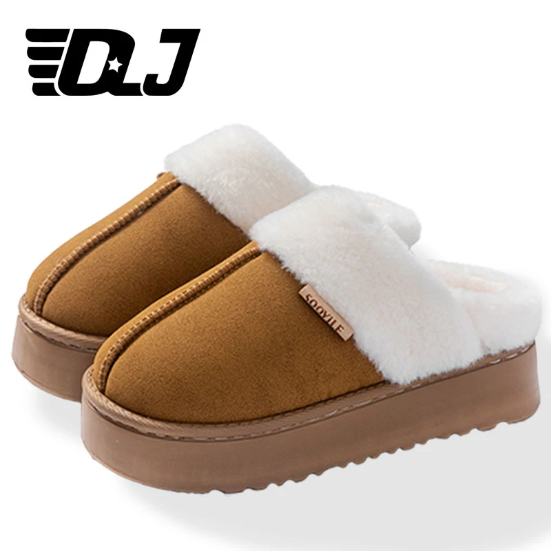 厚底棉拖鞋女士秋冬季2024新款加绒加厚保暖时尚外穿增高毛毛拖鞋