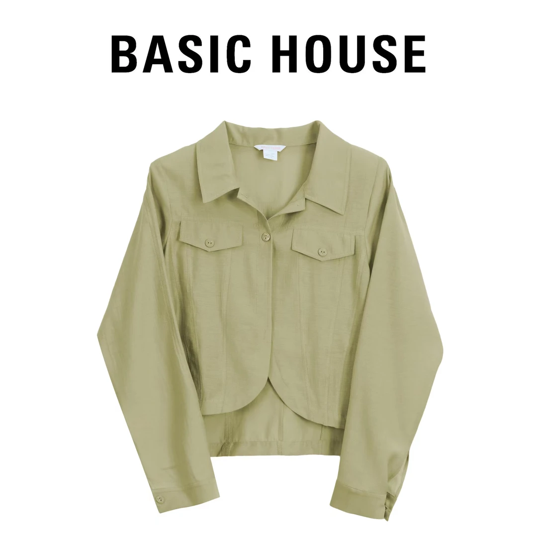 Basic House/百家好2024夏季新款高级感轻奢单排扣显瘦外穿衬衫MY