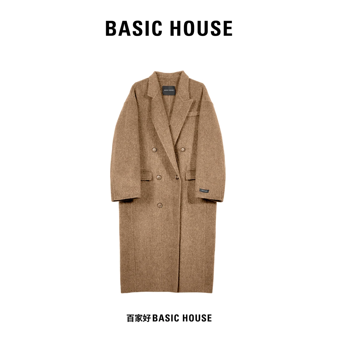 Basic House/百家好 2023年新款双面呢中长款轻奢百搭毛呢外套