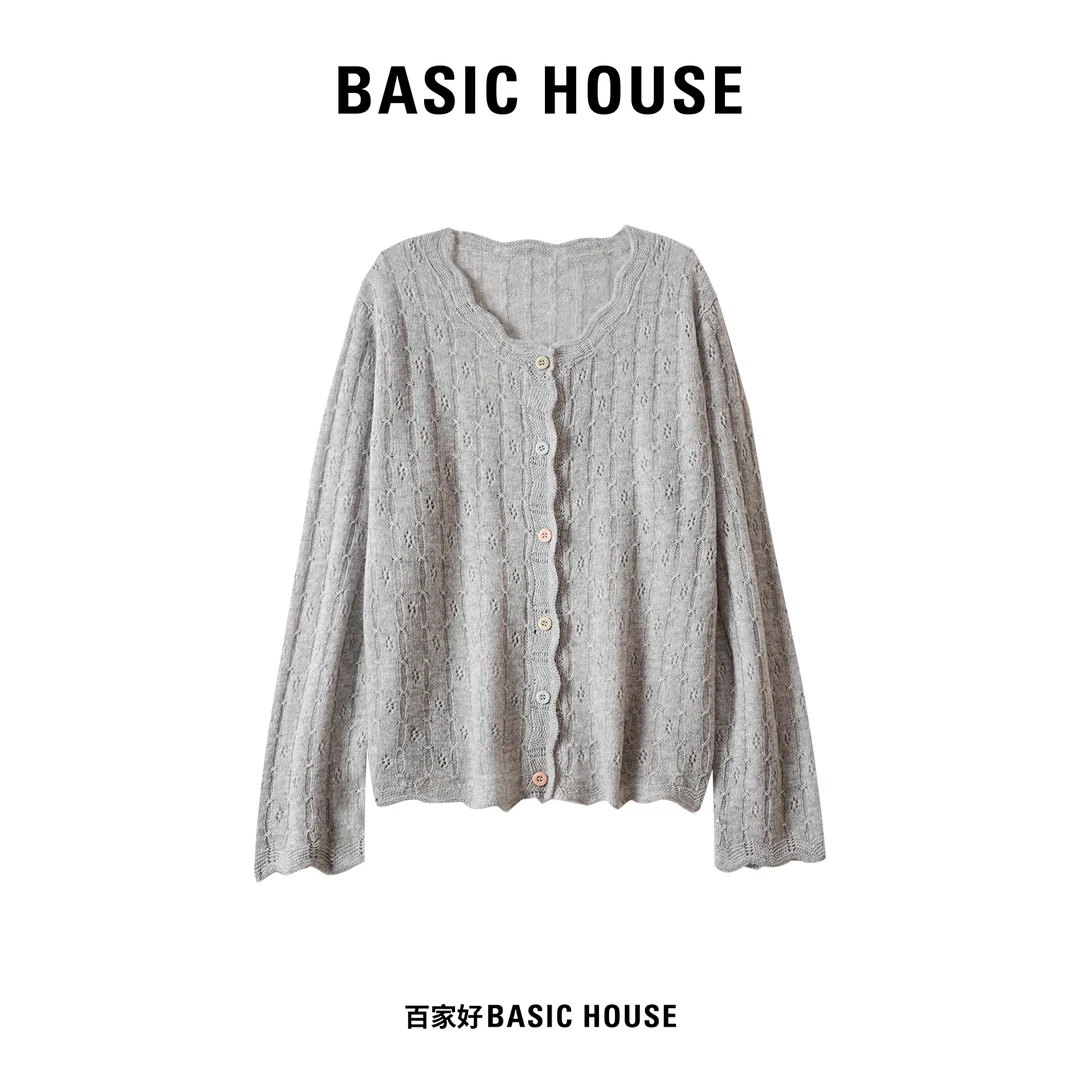 Basic House/百家好时尚气质宽松百搭毛针织衫7852 XX