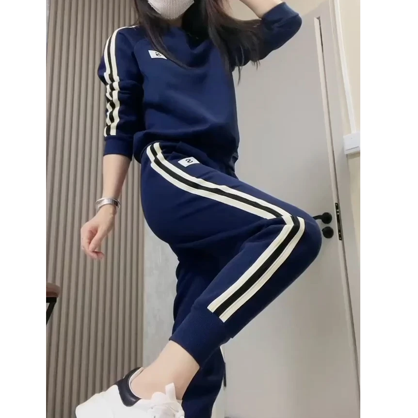 秋季新款时尚洋气百搭2024年休闲舒适遮肉显瘦S标卫衣卫裤两件套