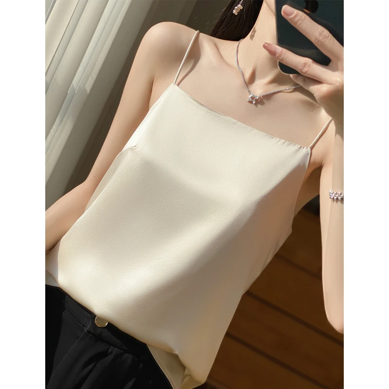 桑蚕丝吊带女显瘦气质打底上衣百搭外穿外穿宽松无袖夏季打底背心