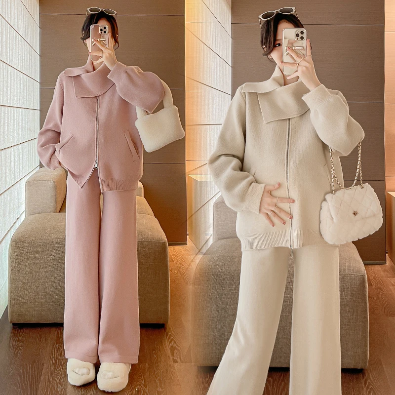 孕妇秋冬新款加厚设计感围脖宽松洋气加厚针织毛衣打底