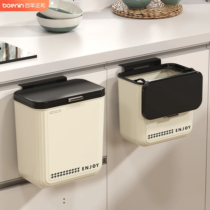 厨房垃圾桶家用橱柜客厅带盖杂物分类大号悬挂式伸缩滑盖垃圾筒