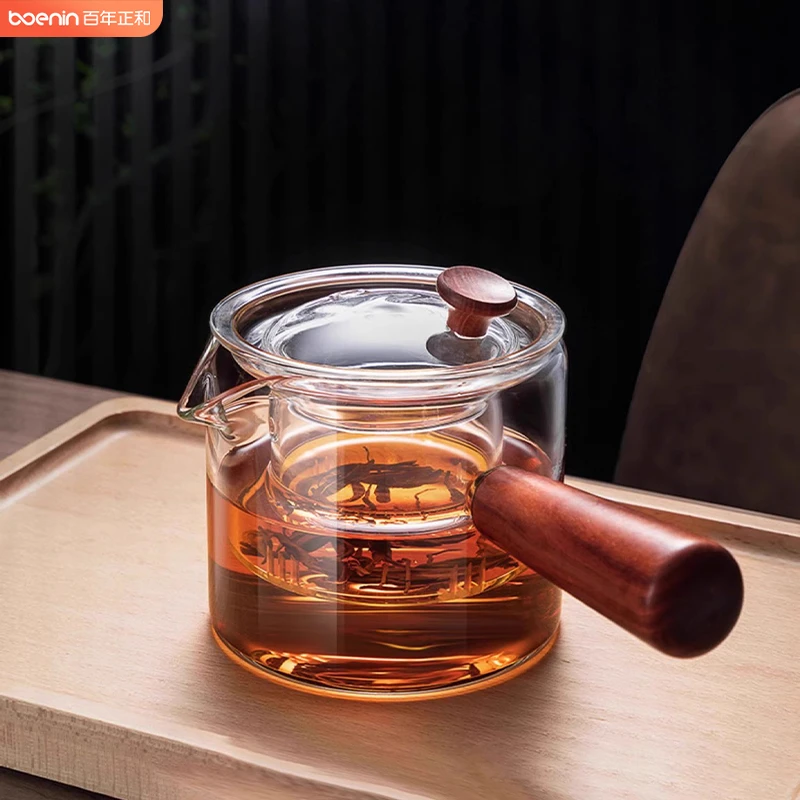 侧把茶壶玻璃煮茶器电陶炉家用泡茶壶单壶新款耐热加厚过滤茶具