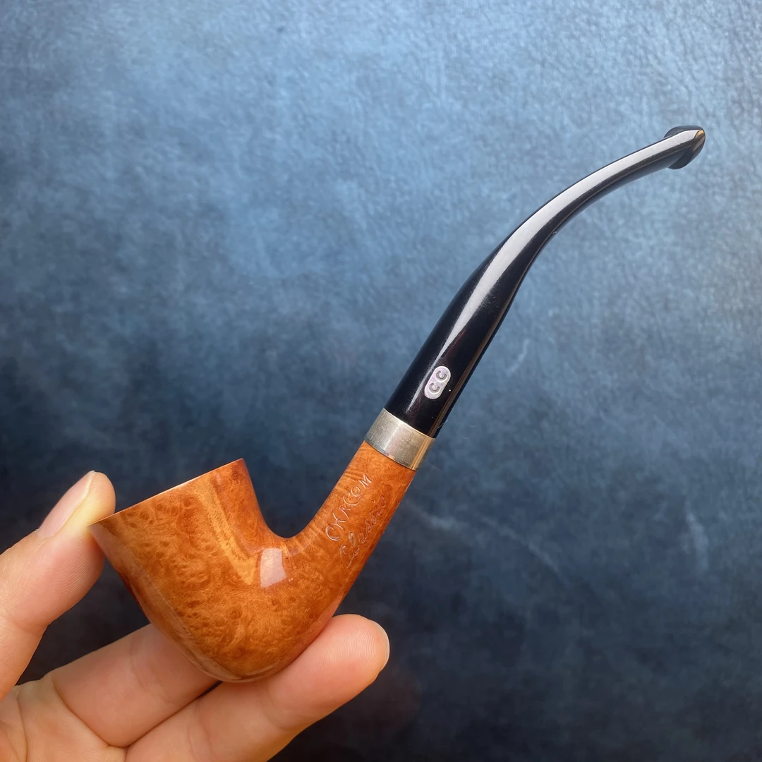 法国cc经典系列都柏林小弯光面原木色烟斗