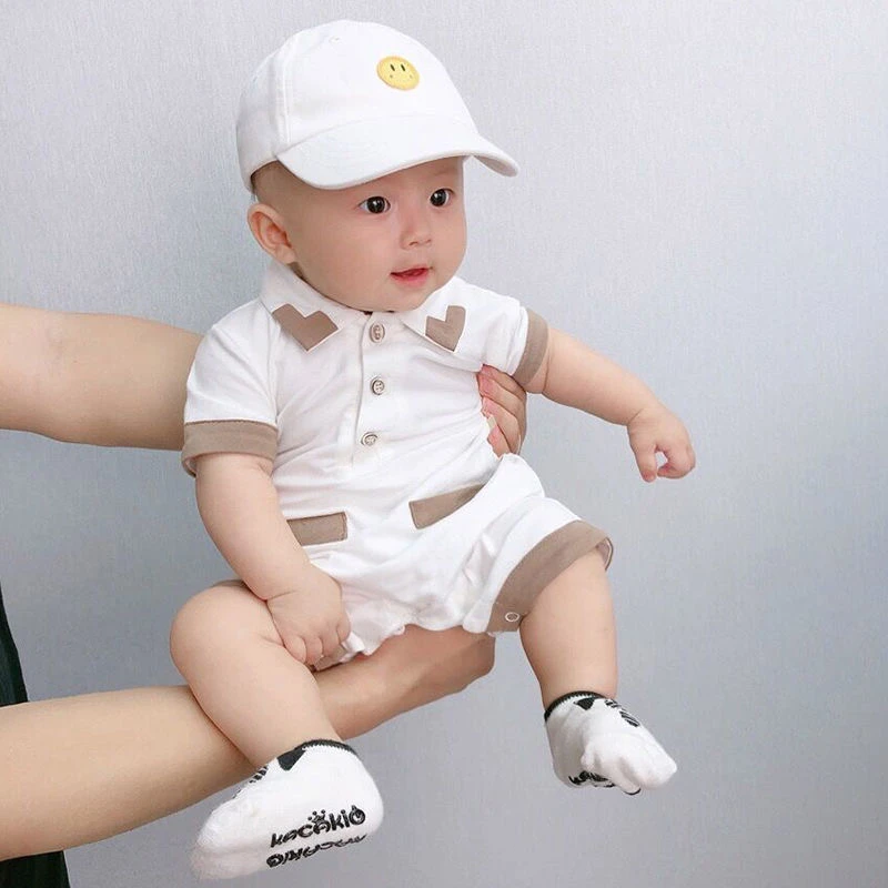 【粉丝专享】夏季婴儿衣服休闲绅士英伦哈衣百日满月宝宝连体衣爬服