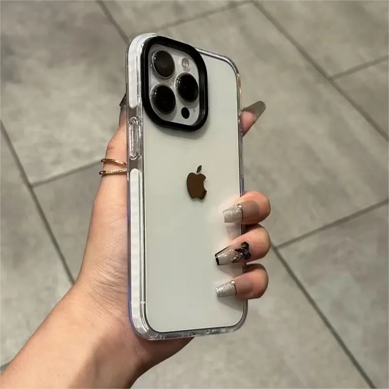 极简主义透明带防摔条苹果14promax手机壳全包iPhone13高级感XR12