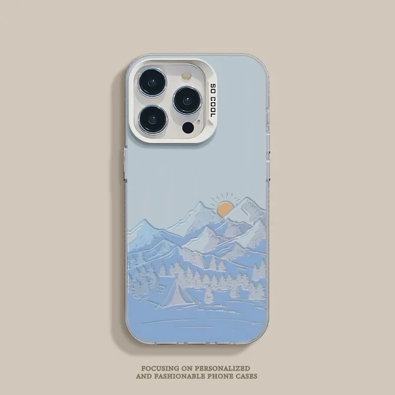雪山日出适用华为oppo荣耀vivo小米苹果13手机壳14镭射15元气壳12