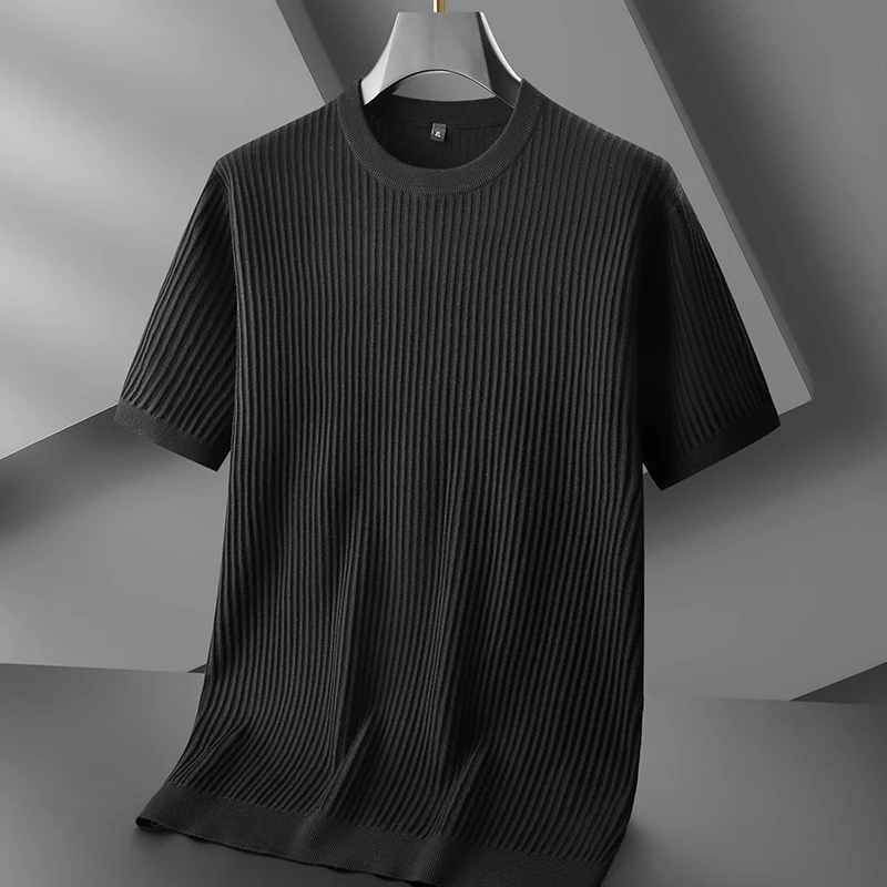 【孙漂亮轻熟风推荐】新款男士大码商务休闲时尚百搭圆领短袖毛衣